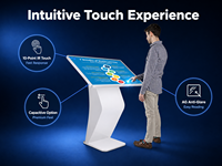 Kiosque tactile sur pied de 50 pouces, écran horizontal interactif, affichage d'informations en libre-service avec caméra