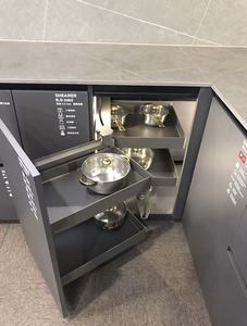 Cestello Estraibile Angolare XWER in Acciaio per <span class=keywords><strong>Cucina</strong></span>, Organizzatore Girevole a 2 Livelli Lazy Susan, Chiusura Ammortizzata, Moderno ed Ecologico per Angoli Ciechi - Product Image 4
