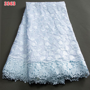 3363 semplice tessuto in Voile svizzero africano in pizzo con strass di alta qualità in stile Dubai di cotone pizzo a secco per le donne - Product Image 2