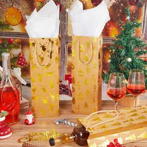 <span class=keywords><strong>Bolsas</strong></span> de Regalo para Botellas de Vino Navideñas, <span class=keywords><strong>Bolsas</strong></span> para Botellas de Champán con Asas para Fiestas de Invierno, Banquetes y Cumpleaños - Product Image 4
