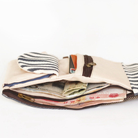 Dompet Pendek Kain Katun Wanita untuk Wanita Dompet Pria Multifungsi Denim Wanita Kapasitas Besar Abu-abu Biru