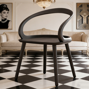 <span class=keywords><strong>Chaise</strong></span> en bois massif moderne avec ruban décoratif, en bois <span class=keywords><strong>de</strong></span> caoutchouc naturel, à bords arrondis, pour salon et salle à manger - Product Image 6