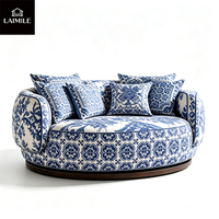 Canapé rond en tissu, canapé moderne incurvé circulaire, canapé rond en tissu imprimé pour salon, meubles de maison