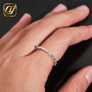 Anillo de Eternidad Completo de Plata de Ley S925 con Diamante Cultivado en Laboratorio, Corte Esmeralda, Anillo de Boda Chapado en Rodio, Joyería Fina para Mujer - Product Image 5