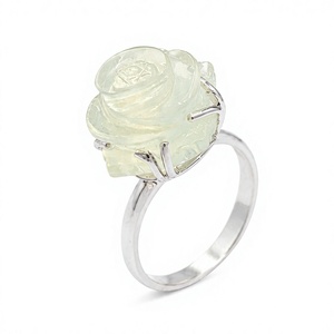 Natural Moonstone <b>Ring</b> in 925 Sterling Silver with Prong Setting Rhodium Plated Classic Style - Product Image 1
