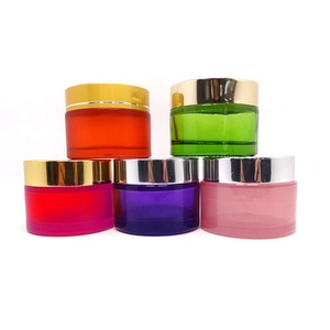 Wholesale Glass Beauty Cream Jars 15g 30g 50g 100g Cosmetic Body Lotion Packaging Custom Empty Jar with Plastic Lid Custom Color - Product Image 3