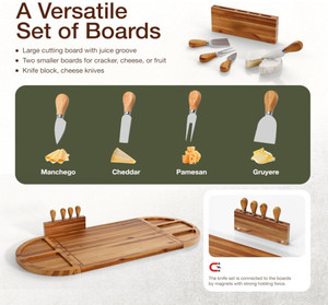 <span class=keywords><strong>Hot</strong></span> bán Durable 30 inch lớn Keo Gỗ charcuterie Hội Đồng Quản trị bằng gỗ pho mát Hội Đồng Quản trị khay với 4 dao đặt - Product Image 5