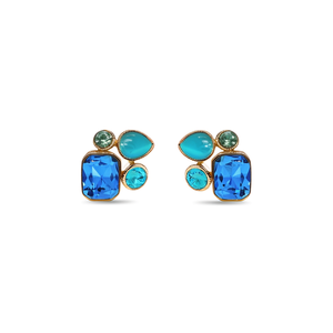 Fine <b>Stud</b> <b>Earrings</b> 316L Stainless Steel PVD Gold Plating Sustainable Resistant Blue Green Gemstone Jewelry - Product Image 2