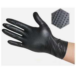 Gants de travail en nitrile à grip diamanté, robustes, épais, noirs et orange, 8 mil, durables, pour mécaniciens, réparation automobile et usage industriel. - Product Image 1