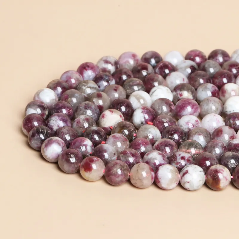 Vente en gros de pierres précieuses naturelles couleur prune Tourmaline perles en vrac perles de cristal pour bracelet fabrication de bijoux