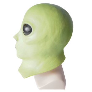Masque en latex vert Alien, masque intégral en émulsion, accessoire de costume de fête unisexe - Product Image 3