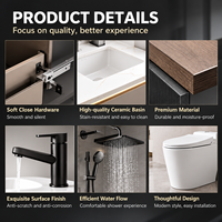 Ensemble complet de salle de bain CE pour projets hôteliers, toilettes en céramique, meuble-lavabo en bois massif, système de douche, fabrication sur mesure OEM ODM, luxe