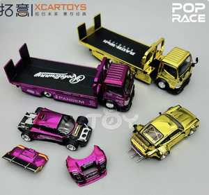 Modèle de voiture miniature Tuoyi POPRACE 1/64 RWB930 Rocket Bunny Elise avec remorque à plateau - Product Image 3