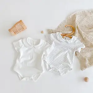 RTS newborn baby clothes short sleeves girl jumpsuit Summer Baby dot base doll collar romper