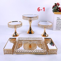 Ensemble de supports à gâteaux en métal doré, carrés et ronds, présentoirs à fleurs, socles de présentation de desserts, plateaux de présentation de cupcakes, décorations pour mariages et fêtes