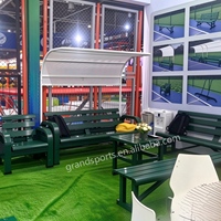 Banc de repos double combiné en métal, couleur personnalisée, pour équipe, avec table centrale intégrée, pour projets de terrains de sport