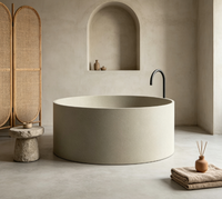 Baignoire autoportante en pierre artificielle à finition mate, cylindrique, ronde, de luxe, pour la maison, l'hôtel, la villa, la salle de bain