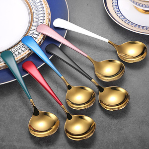 Cuchara Redonda Premium de Acero Inoxidable 304, Cuchara de Postre Moderna para Niños, Cuchara Creativa para Arroz y Papillas, Ideal como Regalo de Boda - Product Image 2