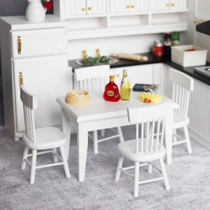 Meubles miniatures <span class=keywords><strong>en</strong></span> bois pour maison de poupée à l'échelle <span class=keywords><strong>1</strong></span>:12, modèle de table et de <span class=keywords><strong>chaise</strong></span> fait main <span class=keywords><strong>en</strong></span> bricolage pour la décoration - Product Image 1