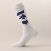 Chaussettes classiques en coton blanc avec logo personnalisé, chaussettes de sport décontractées pour hommes, design personnalisé, style baseball, chaussettes personnalisées