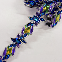 Décorations thermocollantes en strass pour costumes de carnaval et loisirs créatifs, bleu métallisé AB et cristaux de résine bleu zircon