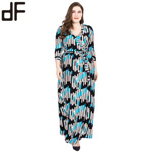 Venta al por mayor 2025 Maxi vestidos casuales para mujeres de talla grande cintura con cinturón temporada otoño para damas <span class=keywords><strong>maduras</strong></span> chicas <span class=keywords><strong>gordas</strong></span> tallas 5XL - Product Image 1