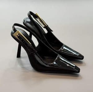 Nouvelles sandales Müller à talon fin et bout pointu, style printemps-été, avec bride arrière carrée dorée luxueuse, chaussures sexy à talon haut - Product Image 3