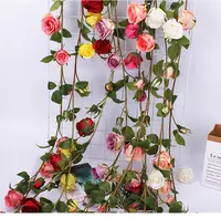 Rosas de seda artificiais, rosas em formato de videira, várias cores, guirlanda, rosa, 153cm/60.24 polegadas