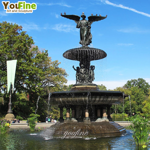 Fontana a più livelli in bronzo Bethesda con Angelo delle Acque, Statua di Cherubino, Fusione a cera persa per Parco, Hotel, Villa - Product Image 2