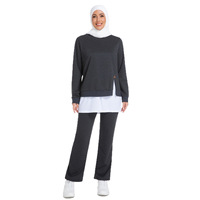 Nouvel ensemble deux pièces décontracté pour femmes musulmanes, style arabe/moyen-oriental, maillot de bain à manches longues avec capuche, couleur unie, motif 3D, pour l'extérieur