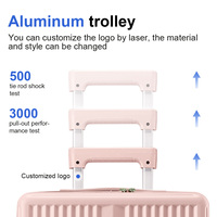 Ensemble de 3 valises de luxe roses rigides OEM avec logo personnalisé, étanches, pour voyage, avec roulettes, ensemble de bagages de voyage de 3 pièces