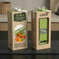 17-in-1 multifunctionele handmatige groentehakker, uien snijder, dicer en mandoline voor het maken van salades, familiediners en als keukenhulpje.