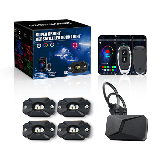 LANSEKO 4 6 8 12 Pods 10W 1100LM Brightest Rock Lights Waterproof IP68 Underglow RGB RGBW LED Rock Light for Truck SUV Car