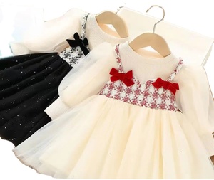 Vestito da bambina abbigliamento autunno bambino bambino <span class=keywords><strong>Costume</strong></span> intero tulle Plaid arco - Product Image 1