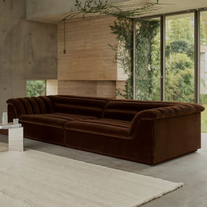 Canapés modulables modernes italiens, ensemble de canapés modulaires incurvés de luxe en velours rouge, ensemble de canapés 7 places en <span class=keywords><strong>L</strong></span> - Product Image 4