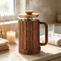 Cafetière à piston en verre borosilicate transparent écologique 304 avec filtre en maille pour café infusé à la main et mousseur à lait