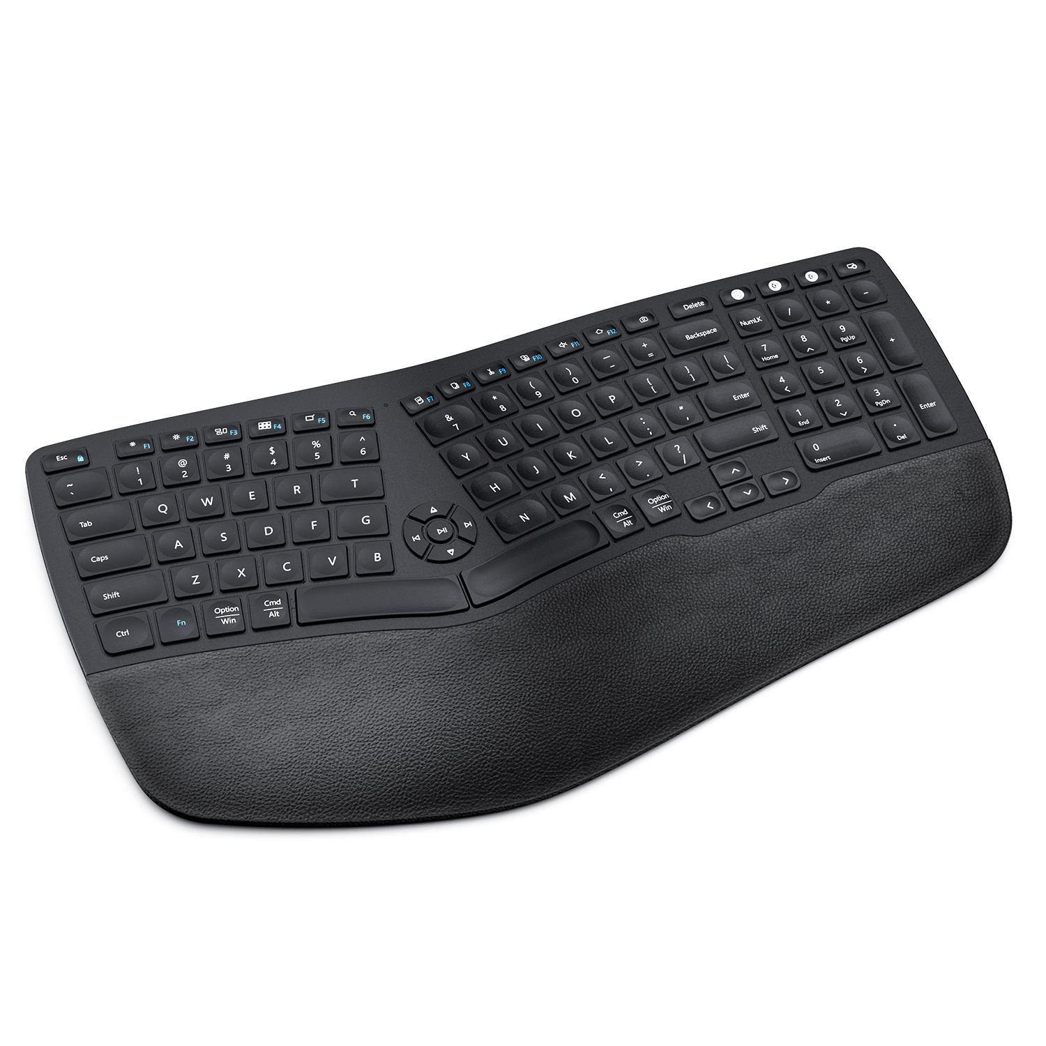 Rechargeable Split Keyboard with Wrist Rest and Foldable Stands for Windows/Mac OS/Android Wireless Ergonomic Keyboard