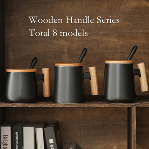 Tùy Chỉnh Hiện Đại Lớn 16Oz Bắc Âu Matte Trắng Đen Gốm Cốc Cà Phê Với Nắp Và Muỗng - Product Image 6