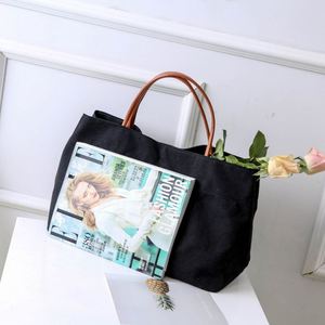 Bolsa de Lona de Gran Capacidad con Asa de Cuero, Bolso de Mano para Mujer y para Uso Diario - Product Image 3