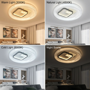 โคมไฟเพดานภายในสุดหรู โดดเด่นด้วยดีไซน์เรขาคณิตสี่เหลี่ยมแบบซ้อนทับที่เป็นนวัตกรรมใหม่ พร้อมระบบควบคุมแสงสว่างที่ไร้รอยต่อ สำหรับอพาร์ตเมนต์ที่มีสไตล์ - Product Image 2