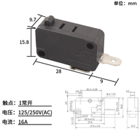 Mini micro-interrupteur 10A 16A 250VAC en plastique SPDT IP55 à verrouillage automatique pour interrupteurs de fin de course électriques