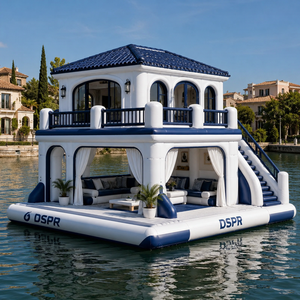 Ensemble de canapés flottants gonflables haut de gamme à deux niveaux avec <span class=keywords><strong>rideau</strong></span> détachable pour services de loisirs haut de gamme en marina - Product Image 6