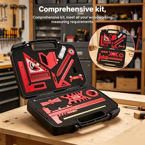 Kit d'outils <span class=keywords><strong>de</strong></span> mesure en alliage d'aluminium 10 pièces pour la menuiserie avec boîte <span class=keywords><strong>de</strong></span> rangement, planche <span class=keywords><strong>de</strong></span> planification <span class=keywords><strong>de</strong></span> projets et kit d'assistance pour le jointement - Product Image 1