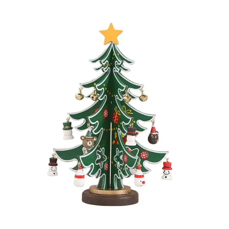 Desktop Christmas Tree Decoration Ornaments Children Handmade DIY Stereo Wooden Christmas Tree Scene Layout Christmas