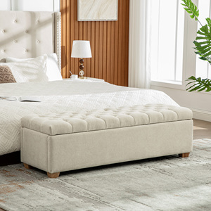 Chenille Upholstered Storage <b>Bench</b> 60.2'' Wide Tufted Flip Top <b>End</b> Of <b>Bed</b> Footrest Ottoman With Legs - Product Image 2