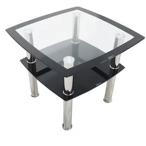 Mesa de centro cuadrada de vidrio templado transparente, diseño Simple, de gama alta, moderna