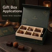 Boîtes rigides à charnières personnalisées vert forêt et or, 6 compartiments, pour chocolats et confiseries, emballages cadeaux multi-scénarios