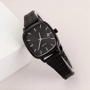 Montres de luxe en quartz pour couples, bracelet en acier inoxydable, cadran bleu, boîtier rond-carré de 40 mm. - Product Image 4