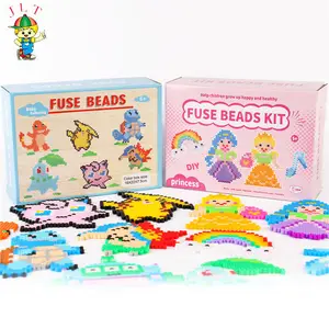 Kit de cuentas de fusible personalizadas para niños, caja de almacenamiento transparente, 24 colores, Midi, 5mm, Hama Perler, cuentas de hierro