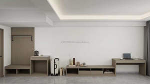 Muebles Comerciales para Hotel de 3 Estrellas, Juego de Sala y Dormitorio con Estructura de Cama de Madera, Sofá, Mesa de Centro, Escritorio y Armario para Habitación Completa - Product Image 5